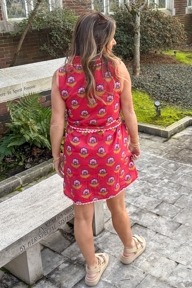 TCEC Belted Floral Button Up Dress Back