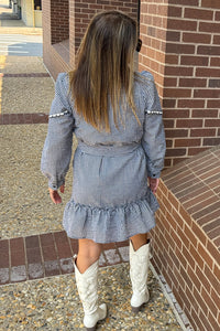 Black Gingham Ruffle Dress Back