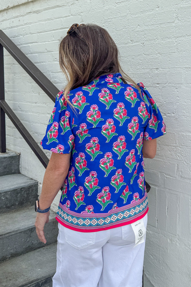 TCEC Blue Floral Top Back