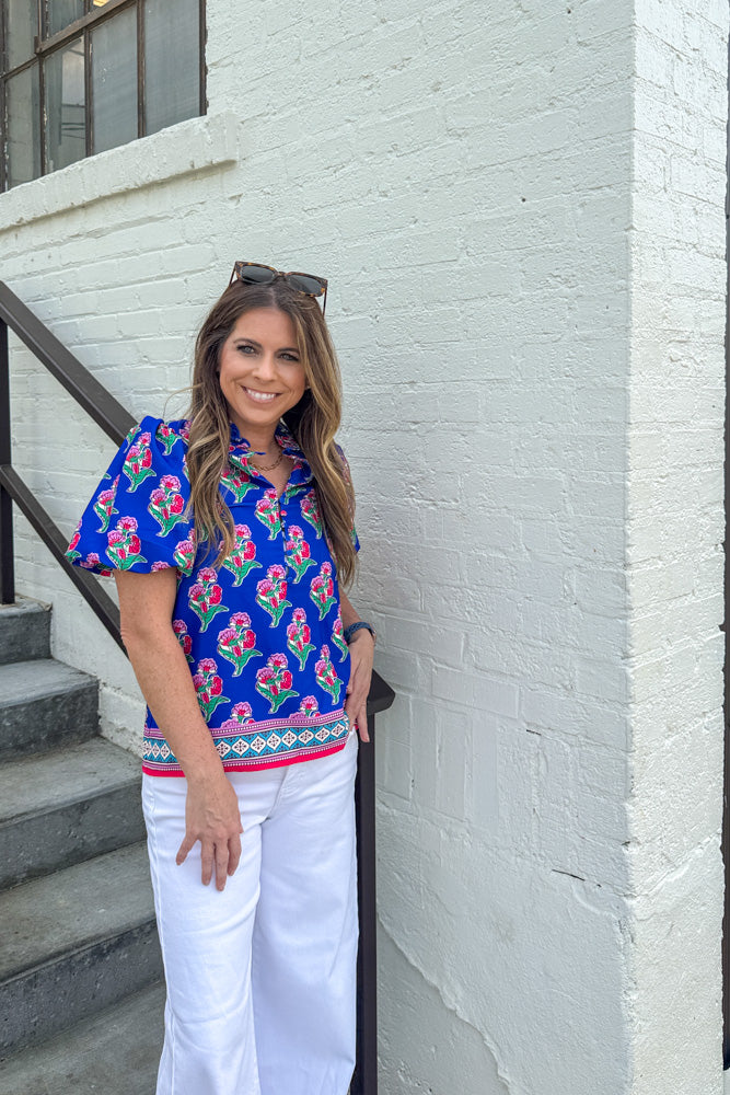 TCEC Blue Floral Top