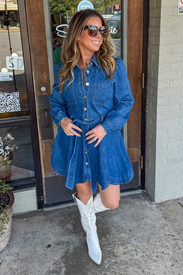 Denim Tie Waist Dress