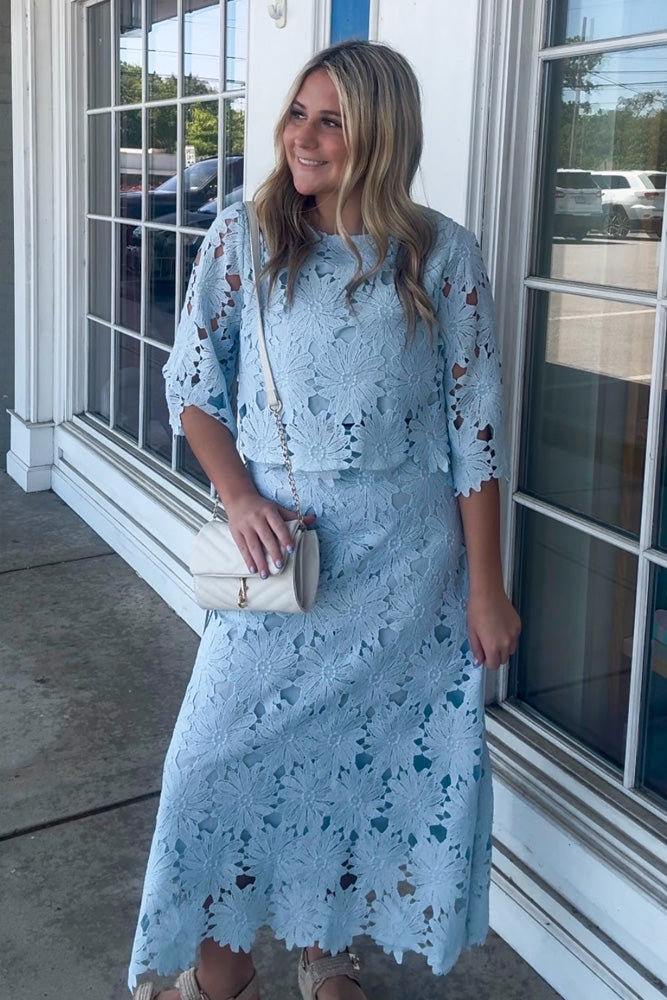 Destined For Beauty Maxi Skirt Set-Baby Blue