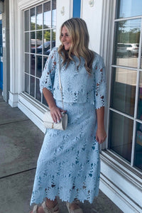 Destined For Beauty Maxi Skirt Set-Baby Blue