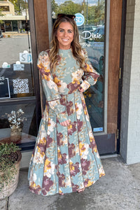 SALE-The Eddie Floral Print Mock Neck Top-Sage