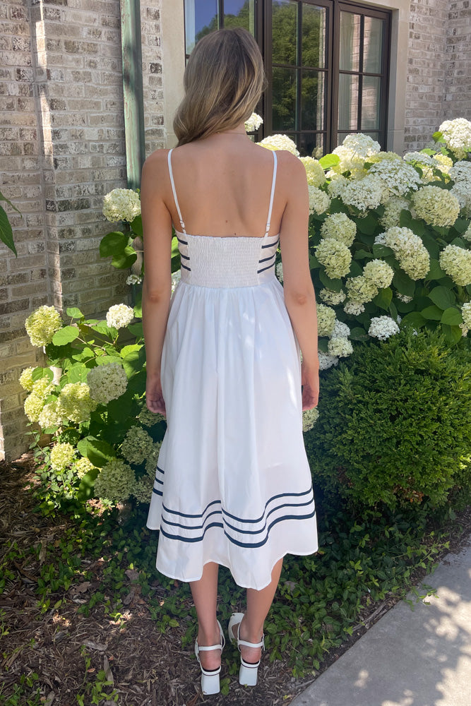 Navy and white midi dress 2025