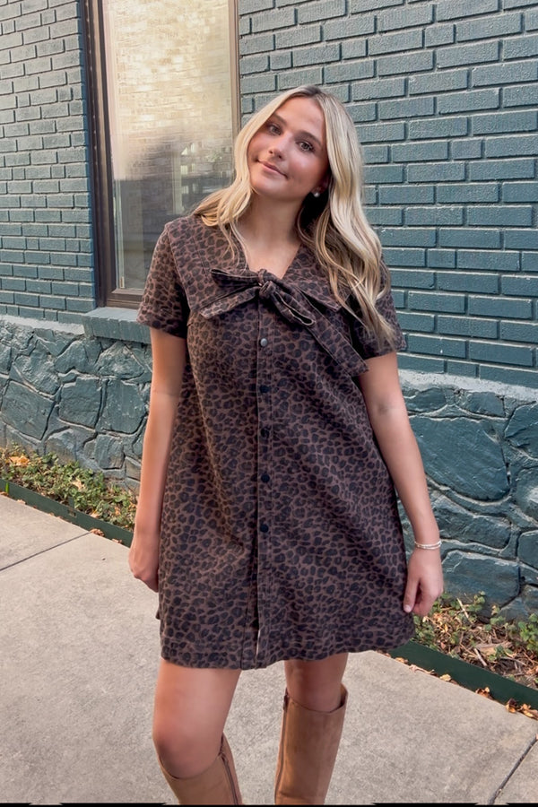 TCEC leopard print sailor collar dress