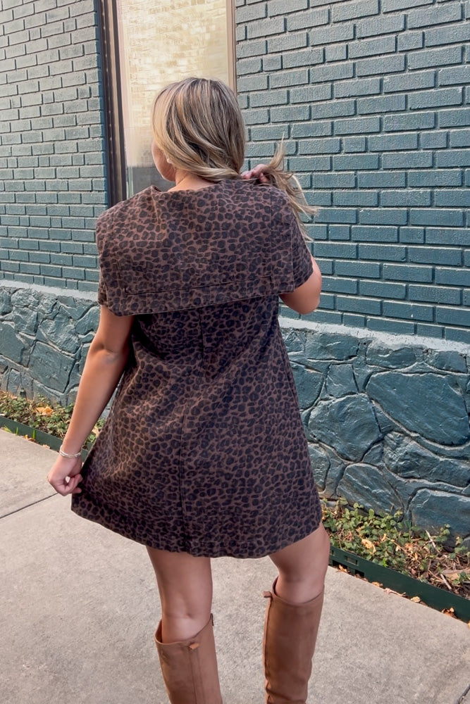 Tcec Leopard Print Dress with Sailor Collar & Tie Simply Dixie Boutique Medium Tcec Leopard Print Dress with Sailor Collar & Tie Simply Dixie Boutique Medium