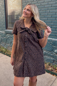 TCEC leopard print sailor collar dress