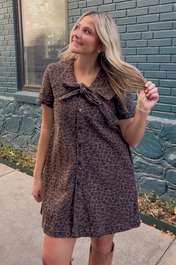 TCEC leopard print sailor collar dress