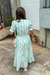 TCEC Mint and Pink Floral Maxi Dress Back