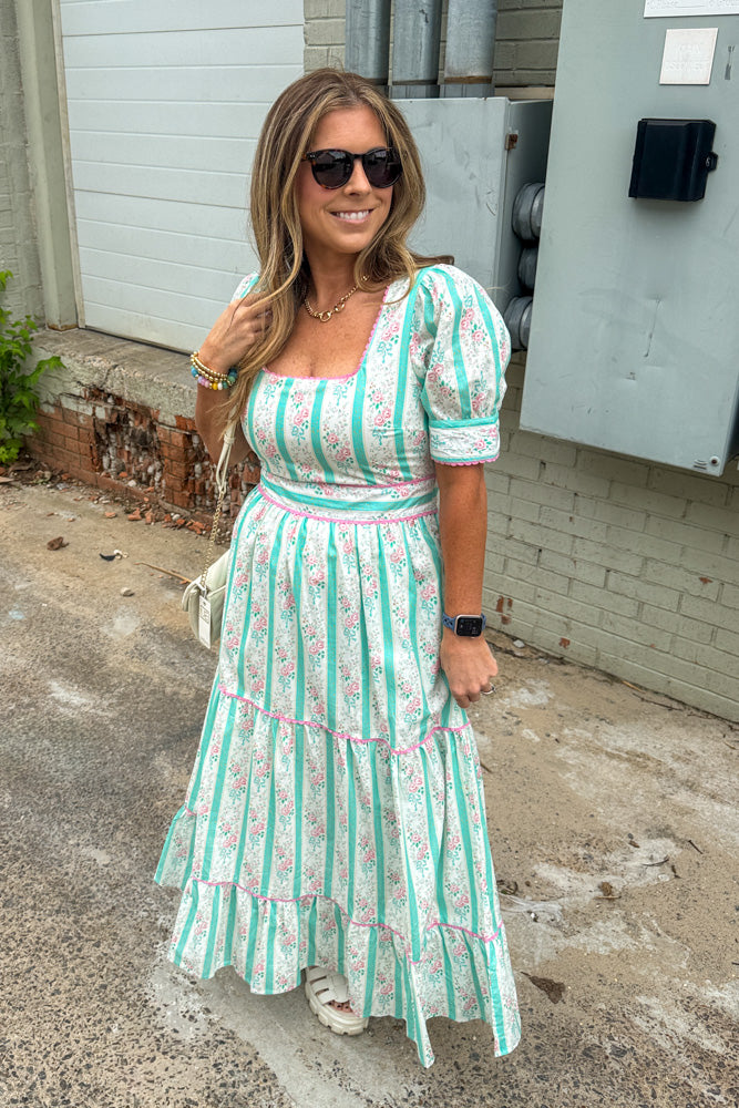 TCEC Mint and Pink Floral Maxi Dress Simply Dixie