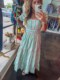 TCEC Mint and Pink Floral Maxi Dress Mirror Shot