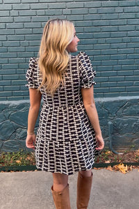 TCEC Navy Geometric Print Dress back