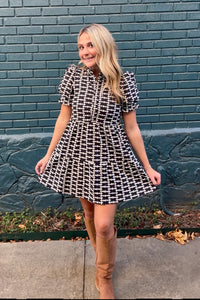 TCEC Navy Geometric Print Dress