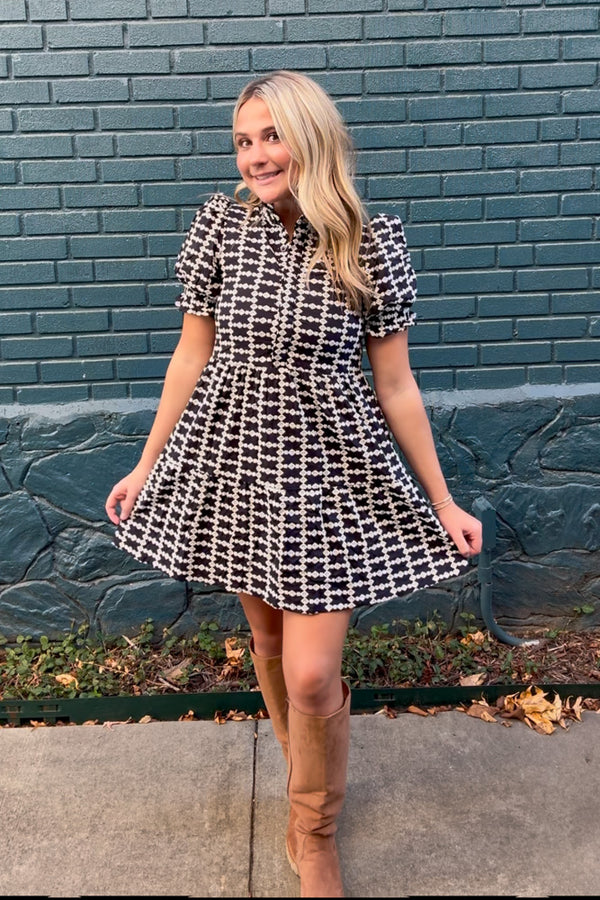 TCEC Navy Geometric Print Dress