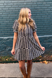 TCEC Navy Geometric Print Dress Close