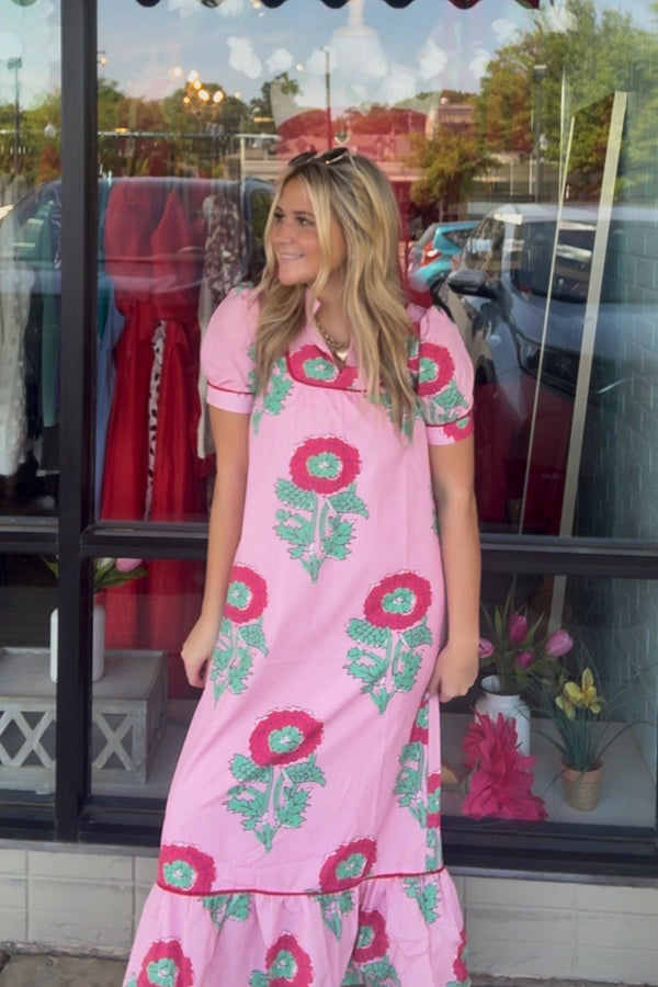 women's fall boutique dresses Feminine Sage Green Floral Dress main image 0