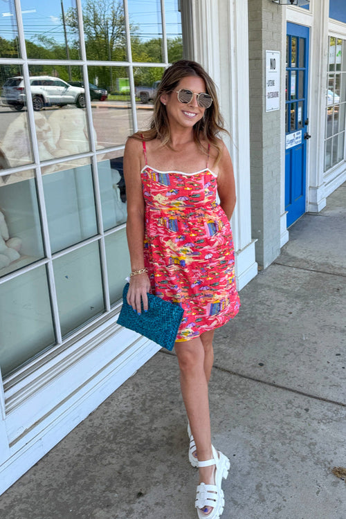 TCEC Bold Vacation Print Midi Dress with Open Back Simply Dixie