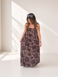 TCEC Brown Floral Maxi With Scarf