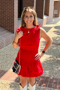 TCEC Smocked Waist Dress Red Close