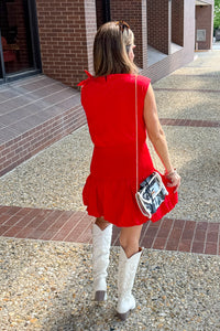 TCEC Smocked Waist Dress Red Back