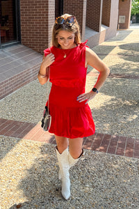 TCEC Smocked Waist Dress Red