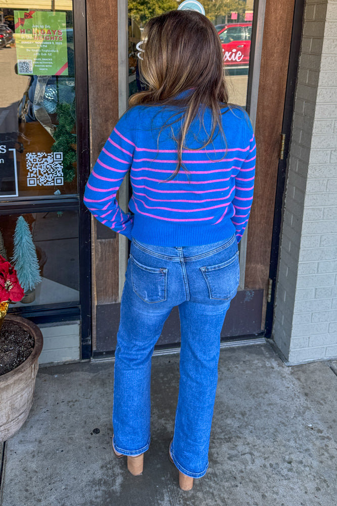 THML Blue cashmere sweater back