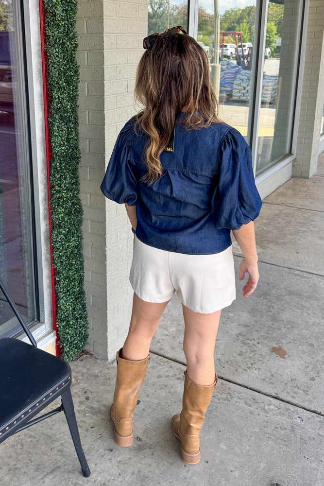 THML Button Up Denim Top Back