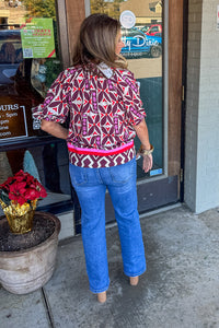 THML Colorful Puff Sleeve Top Back