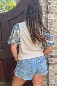 THML Chenille Contast Sleeve Top Back