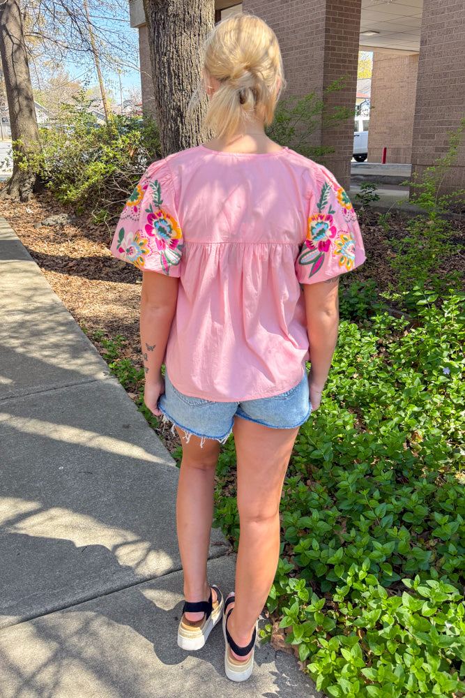 THML Embroidered Top Pink  Back
