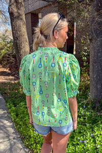 THML Green Top with Tennis Rackets Back