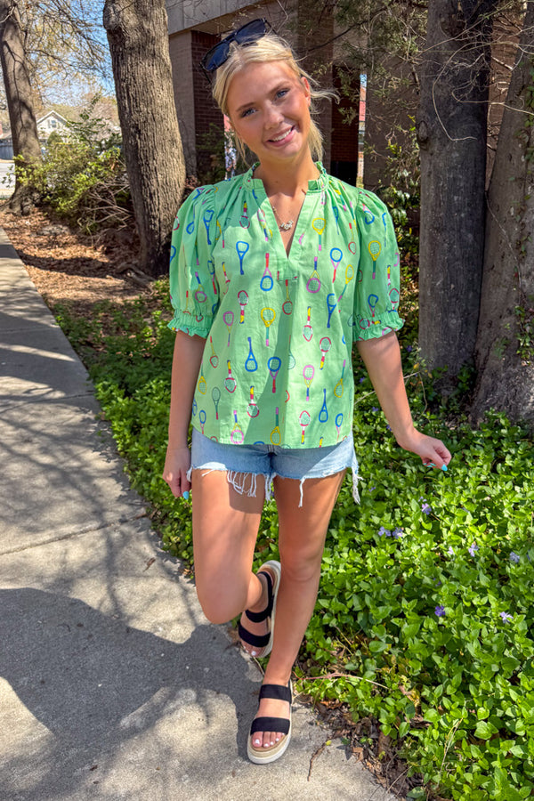 THML Green Top with Tennis Rackets Full