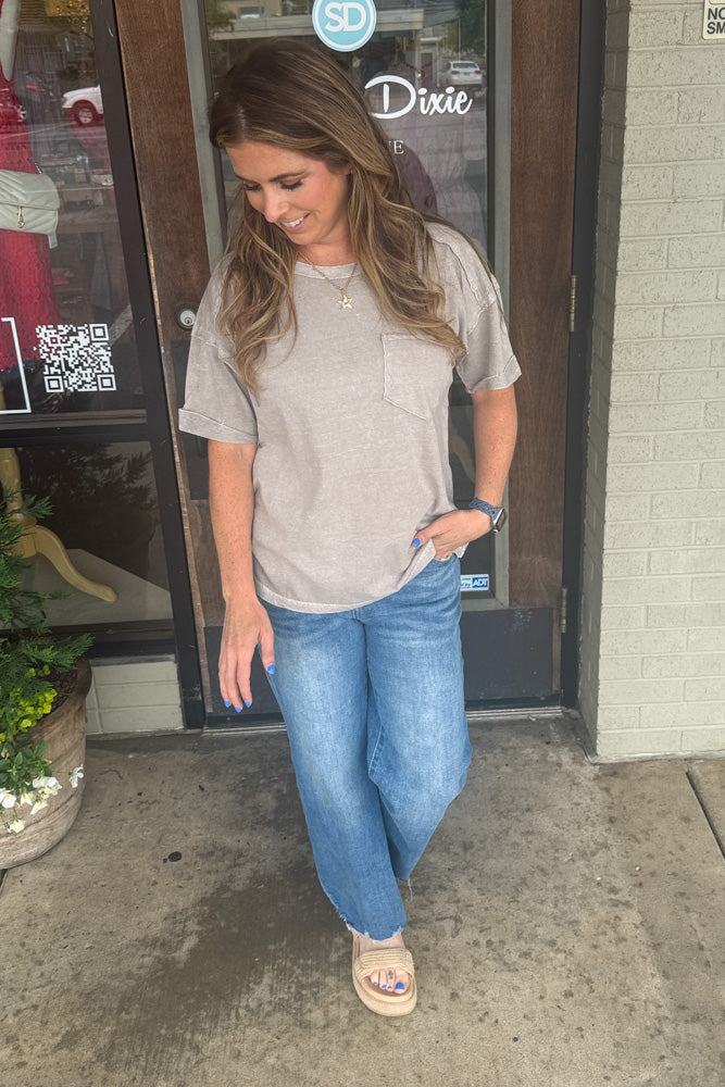 Zenana-Halo Snow Washed Relaxed Fit Tee