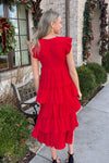 Holiday Cheer Midi Dress-Red
