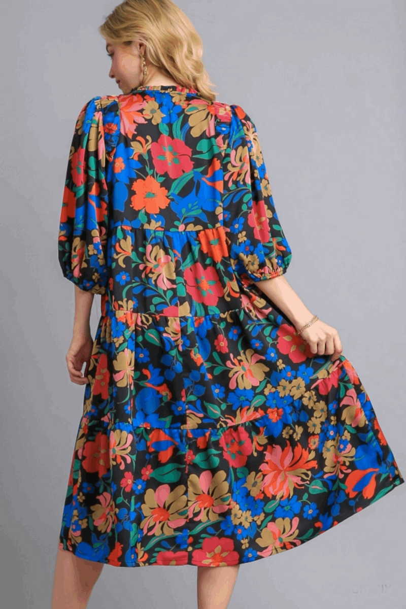 Caught A Glimpse Dress-Black Mix