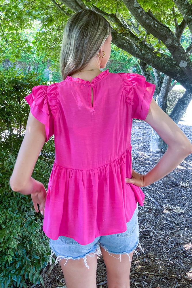 SALE Totally Convinced Peplum Top Hot Pink Simply Dixie Boutique