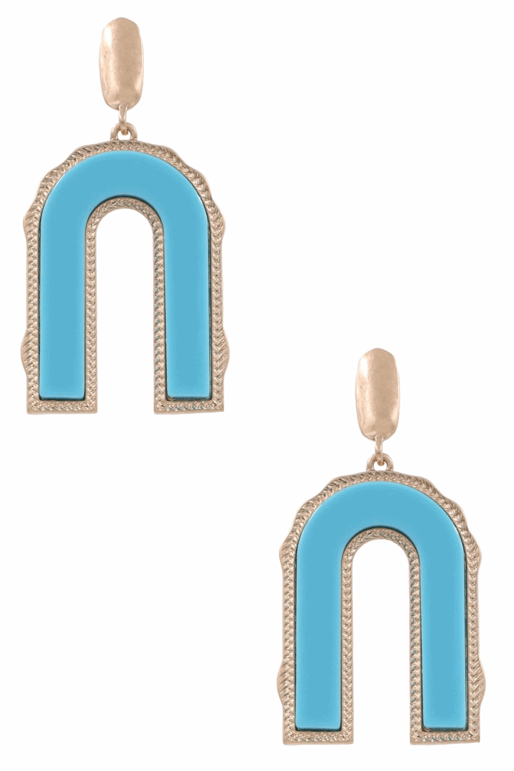 Acrylic U Tassel Drop Earrings-Teal