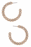 Faceted Bead Metal Open Hoop Earrings