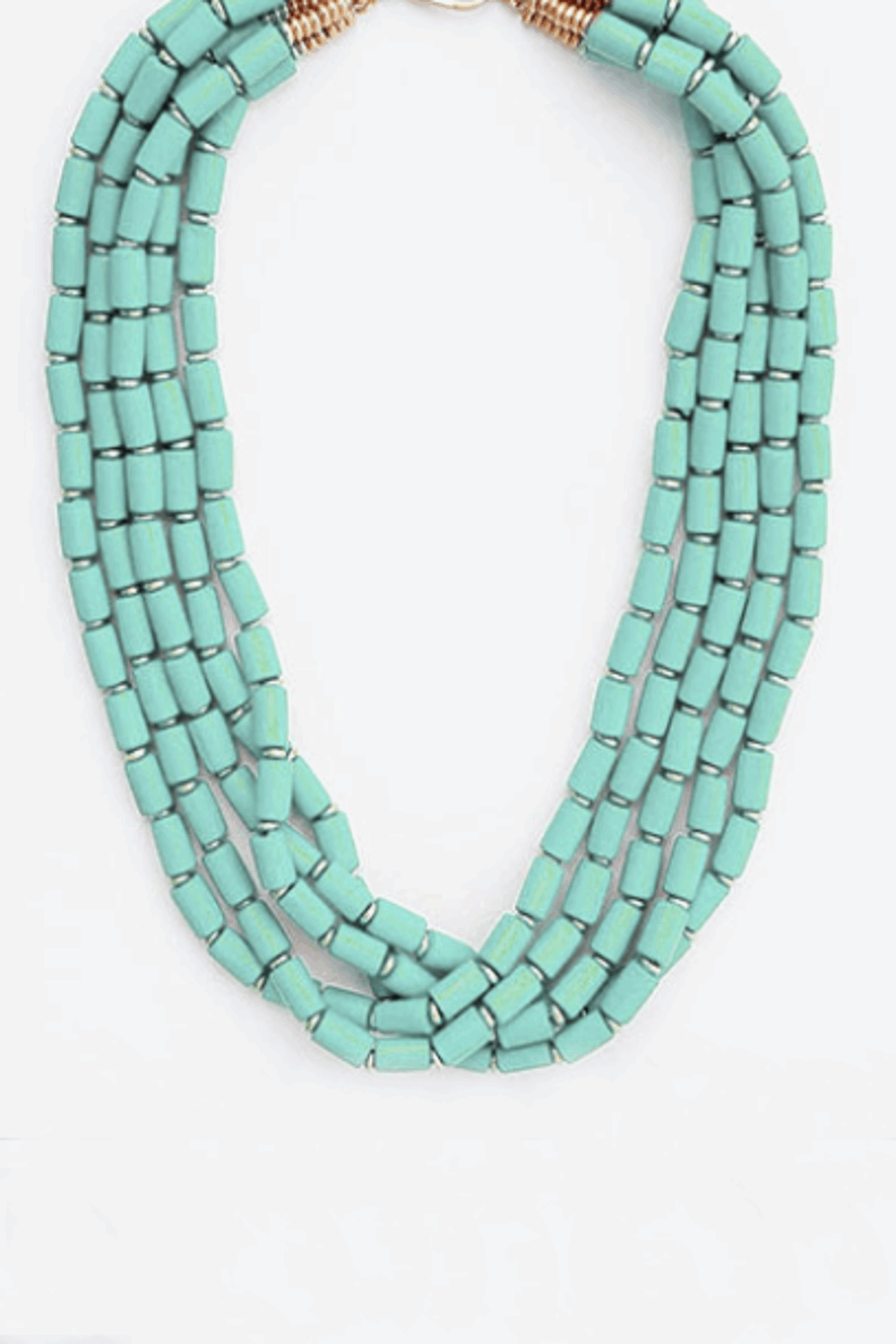 Bead Round Tube Necklace-Turquoise