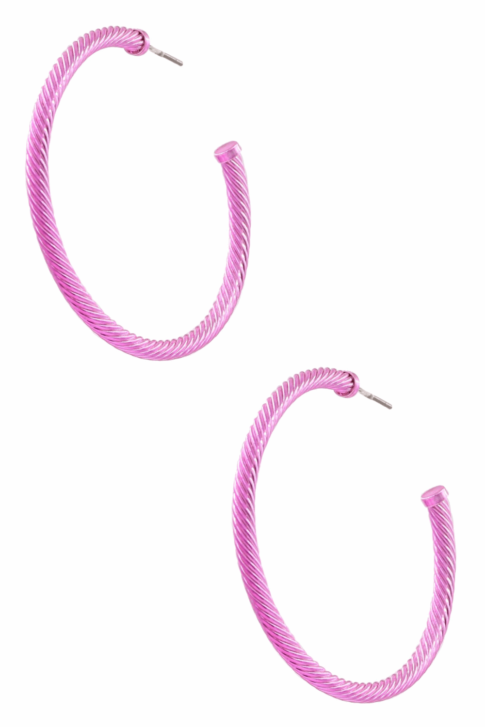 Aluminum Coating Twisted Hoop Earrings-Pink