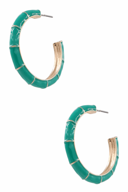 Metal Bamboo Open Hoop Earrings