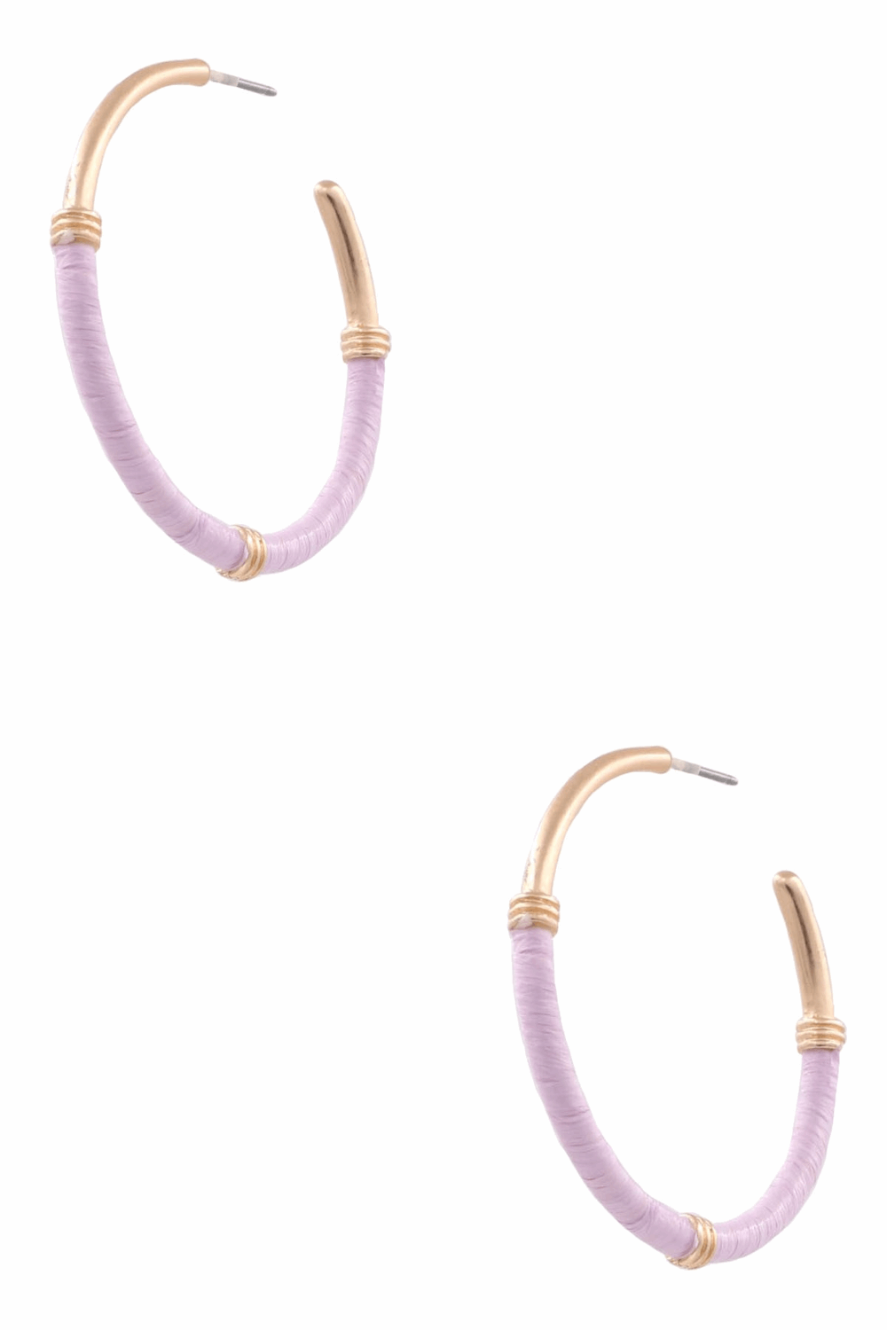 Cotton Thread Wrap Open Hoop Earrings-Lavendar