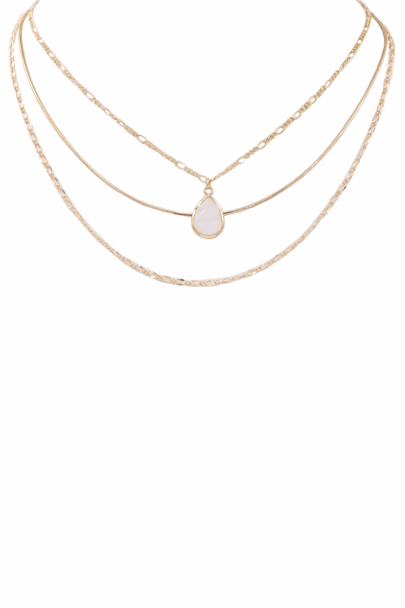 Brass Chain Mother of Pearl Necklace-Gold