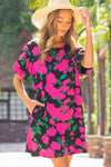 Blooming Love Dress-Hot Pink