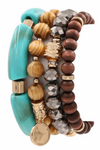 Assorted Wood Bead Stretch Bracelet Set