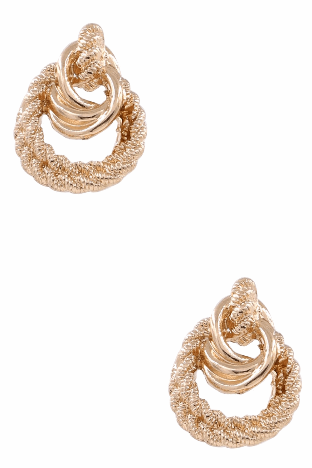 Metal Braid Layered Earrings-Gold