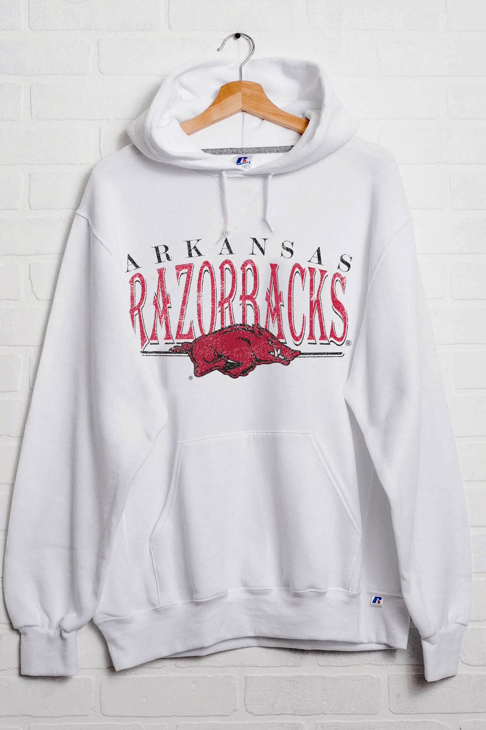 LivyLu-Arkansas Razorbacks 80's Russell Hoodie-White