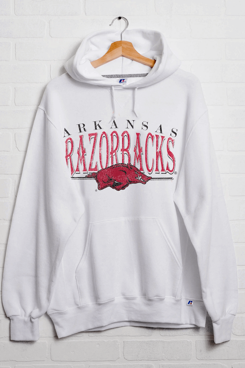 LivyLu-Arkansas Razorbacks 80's Russell Hoodie-White