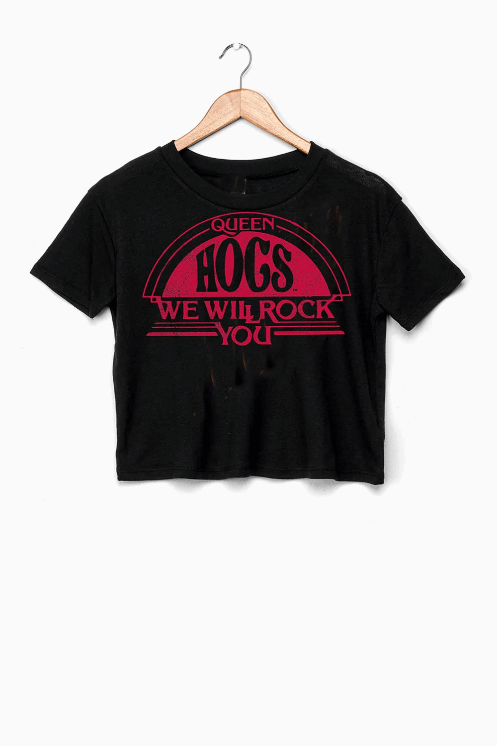 LivyLu-Queen Razorbacks Will Rock You Cropped Tee-Black